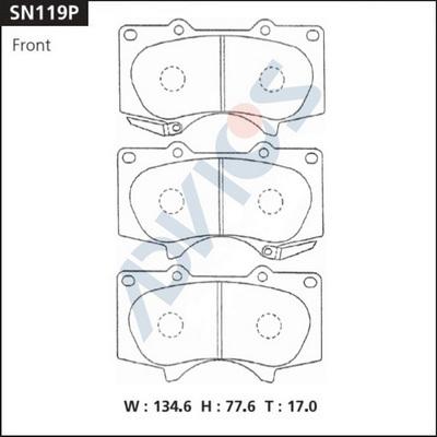 Advics SN119P - Brake Pad Set, disc brake www.autospares.lv