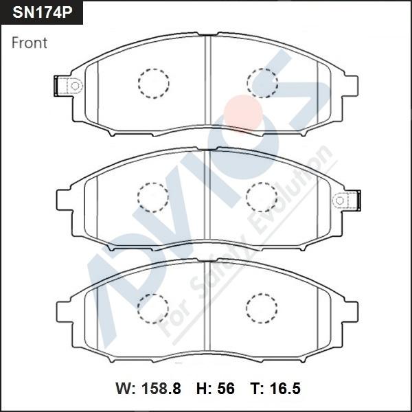 Advics SN174P - Bremžu uzliku kompl., Disku bremzes www.autospares.lv