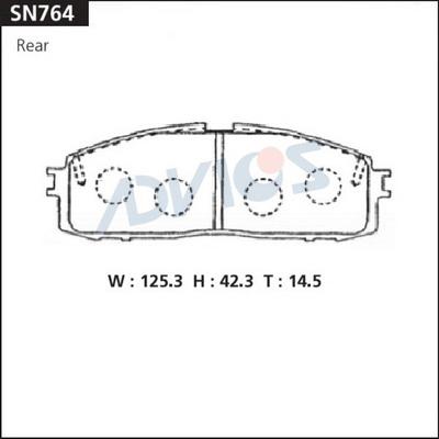 Advics SN764 - Bremžu uzliku kompl., Disku bremzes www.autospares.lv