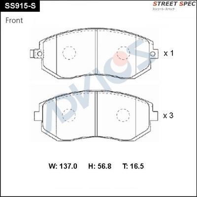 Advics SS915-S - Bremžu uzliku kompl., Disku bremzes www.autospares.lv