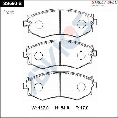 Advics SS560-S - Bremžu uzliku kompl., Disku bremzes autospares.lv