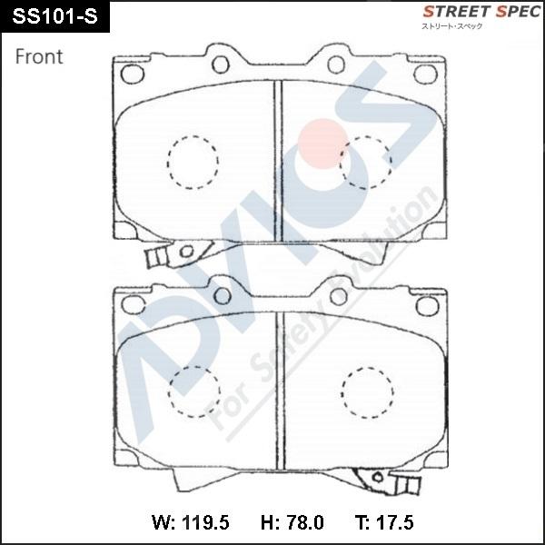 Advics SS101-S - Bremžu uzliku kompl., Disku bremzes www.autospares.lv