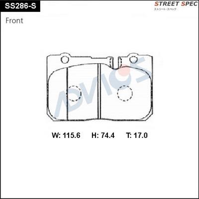 Advics SS286-S - Тормозные колодки, дисковые, комплект www.autospares.lv