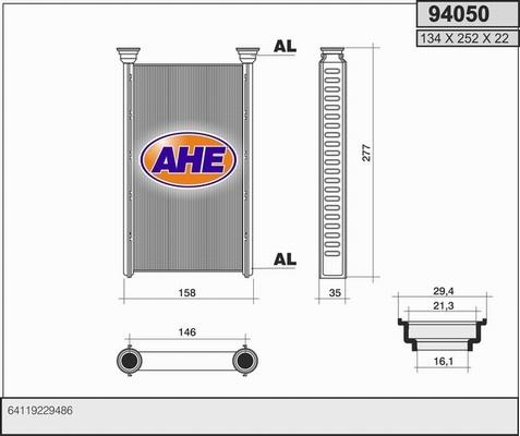 AHE 94050 - Siltummainis, Salona apsilde www.autospares.lv