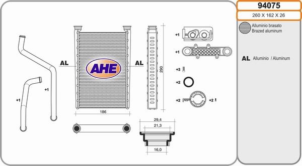 AHE 94075 - Heat Exchanger, interior heating www.autospares.lv