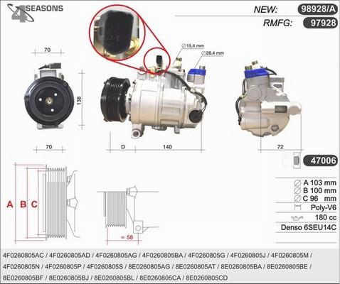 AHE 98928/A - Kompresors, Gaisa kond. sistēma autospares.lv