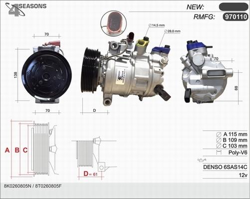 AHE 970110 - Compressor, air conditioning www.autospares.lv