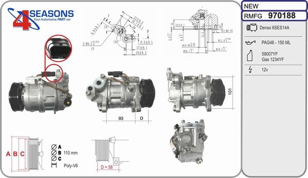 AHE 970188 - Kompresors, Gaisa kond. sistēma autospares.lv