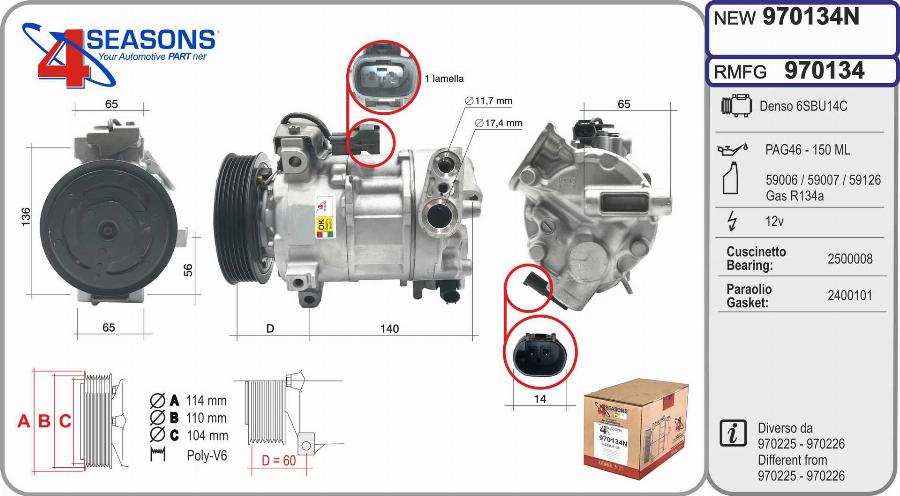 AHE 970134N - Kompresors, Gaisa kond. sistēma www.autospares.lv