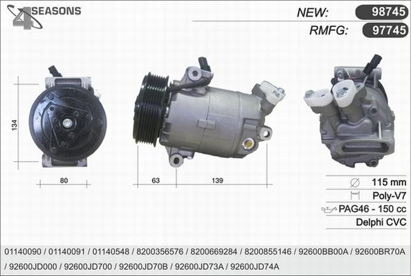 AHE 97745 - Kompresors, Gaisa kond. sistēma autospares.lv