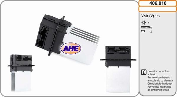 AHE 406.010 - Vadības bloks, Elektroventilators (Motora dzesēšana) www.autospares.lv