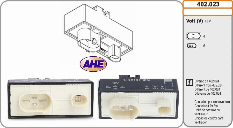 AHE 402.023 - Vadības bloks, Elektroventilators (Motora dzesēšana) www.autospares.lv