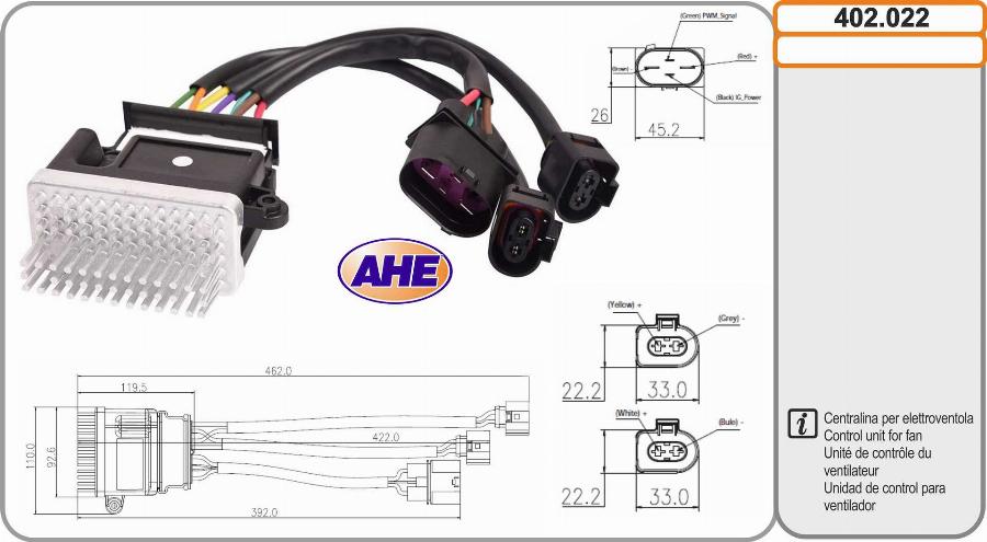 AHE 402.022 - Control Unit, electric fan (engine cooling) www.autospares.lv