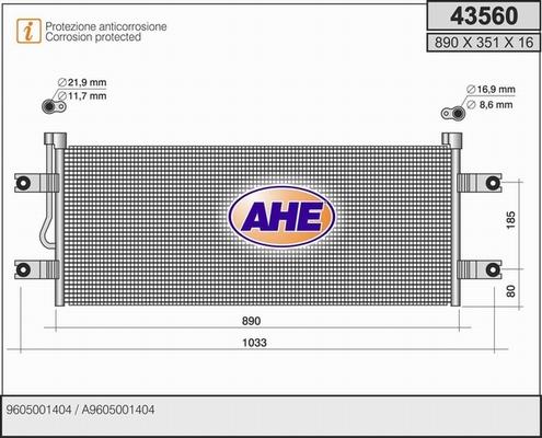 AHE 43560 - Condenser, air conditioning www.autospares.lv