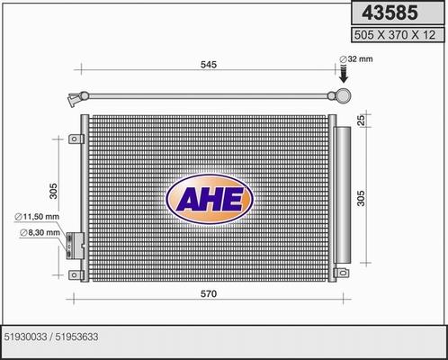 AHE 43585 - Kondensators, Gaisa kond. sistēma www.autospares.lv