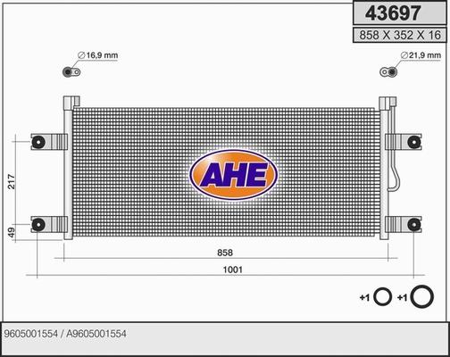 AHE 43697 - Condenser, air conditioning www.autospares.lv