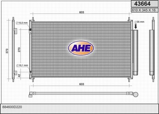 AHE 43664 - Kondensators, Gaisa kond. sistēma www.autospares.lv