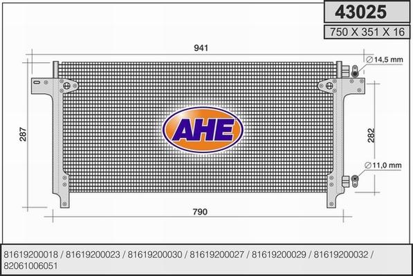 AHE 43025 - Kondensators, Gaisa kond. sistēma www.autospares.lv