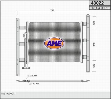 AHE 43022 - Kondensators, Gaisa kond. sistēma www.autospares.lv