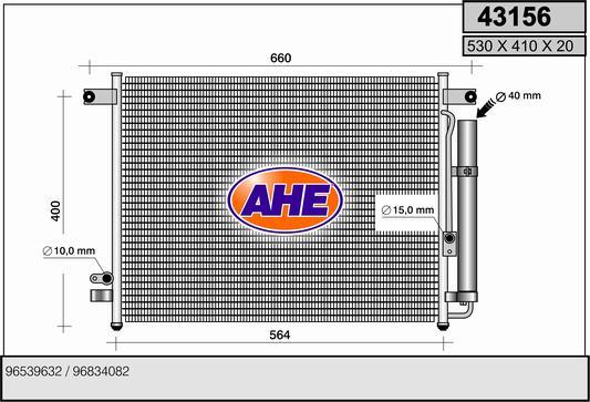 AHE 43156 - Kondensators, Gaisa kond. sistēma www.autospares.lv