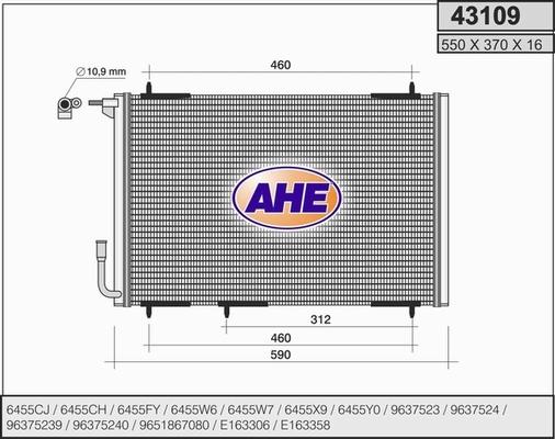 AHE 43109 - Kondensators, Gaisa kond. sistēma www.autospares.lv