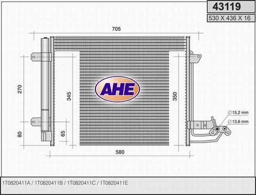 AHE 43119 - Kondensators, Gaisa kond. sistēma www.autospares.lv