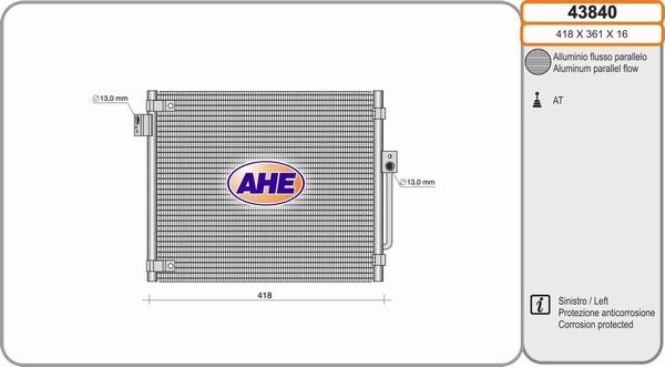 AHE 43840 - Kondensators, Gaisa kond. sistēma www.autospares.lv