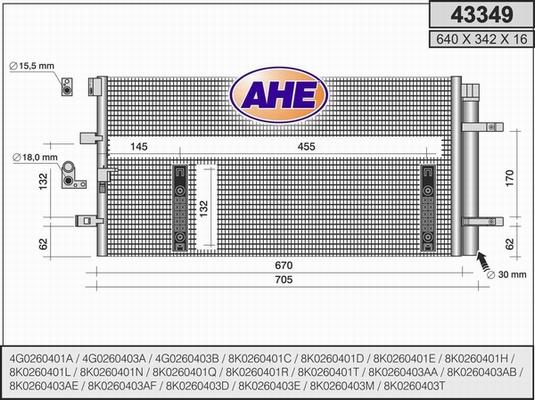 AHE 43349 - Condenser, air conditioning www.autospares.lv