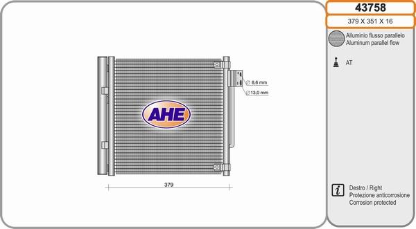 AHE 43758 - Kondensators, Gaisa kond. sistēma www.autospares.lv