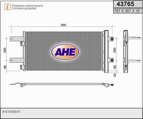 AHE 43765 - Kondensators, Gaisa kond. sistēma www.autospares.lv