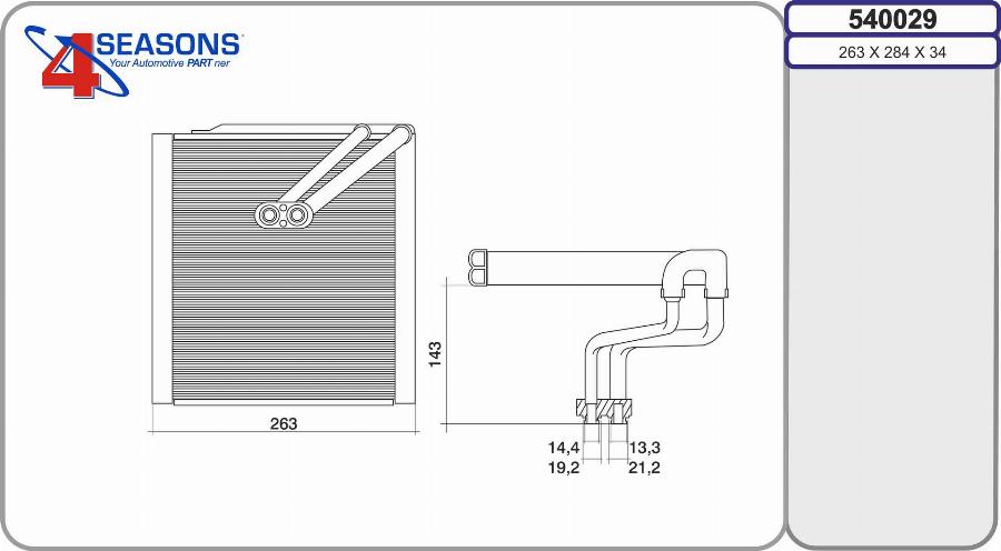 AHE 540029 - Iztvaikotājs, Gaisa kondicionēšanas sistēma www.autospares.lv