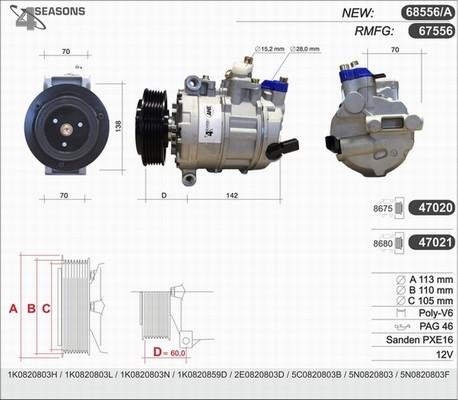 AHE 68556/A - Kompresors, Gaisa kond. sistēma autospares.lv