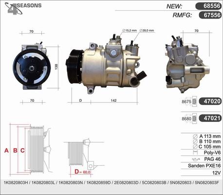 AHE 68556 - Kompresors, Gaisa kond. sistēma autospares.lv