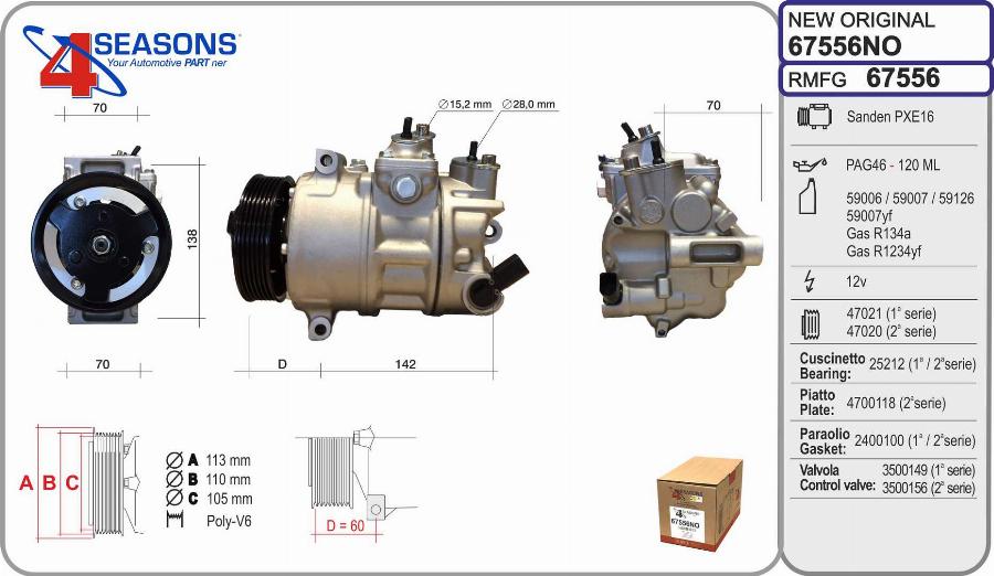 AHE 67556NO - Compressor, air conditioning www.autospares.lv