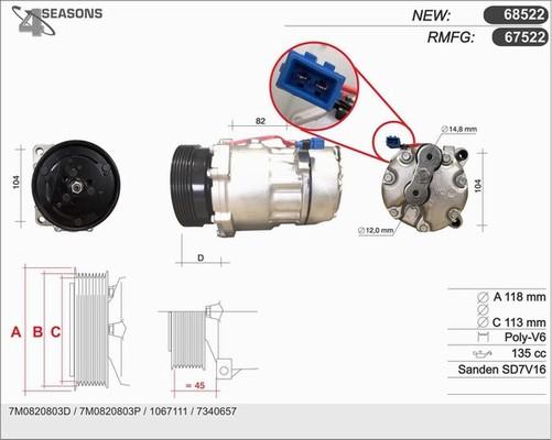 AHE 67522 - Kompresors, Gaisa kond. sistēma autospares.lv