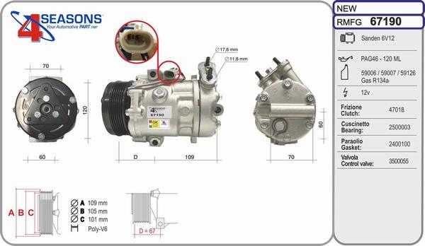 AHE 67190 - Kompresors, Gaisa kond. sistēma www.autospares.lv