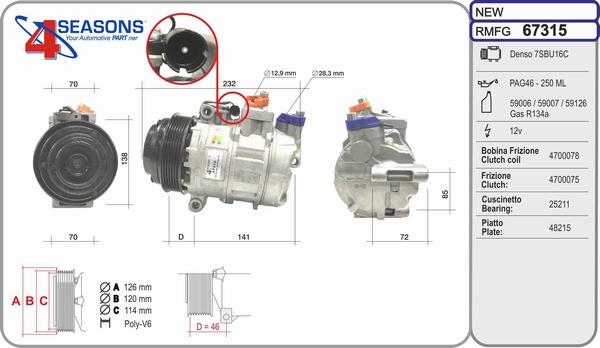 AHE 67315 - Kompresors, Gaisa kond. sistēma autospares.lv