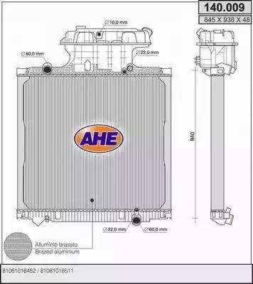 AHE 140.009 - Radiators, Motora dzesēšanas sistēma www.autospares.lv