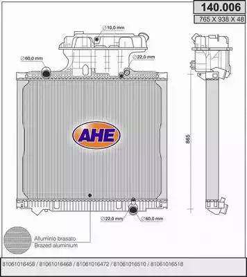 AHE 140.006 - Radiators, Motora dzesēšanas sistēma www.autospares.lv