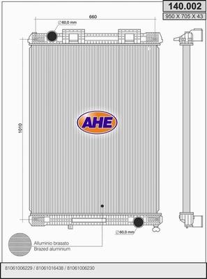 AHE 140.002 - Radiators, Motora dzesēšanas sistēma www.autospares.lv