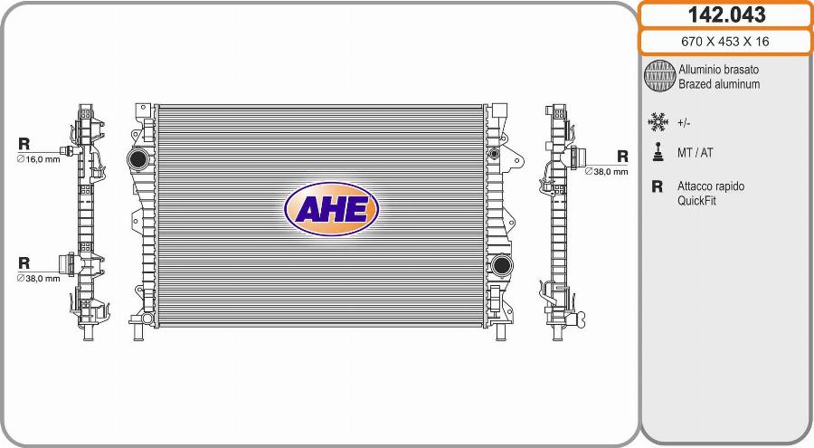 AHE 142.043 - Radiators, Motora dzesēšanas sistēma www.autospares.lv