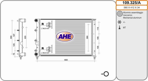 AHE 109.325/A - Radiators, Motora dzesēšanas sistēma www.autospares.lv