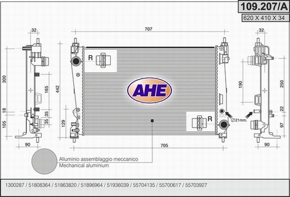 AHE 109.207/A - Radiators, Motora dzesēšanas sistēma autospares.lv