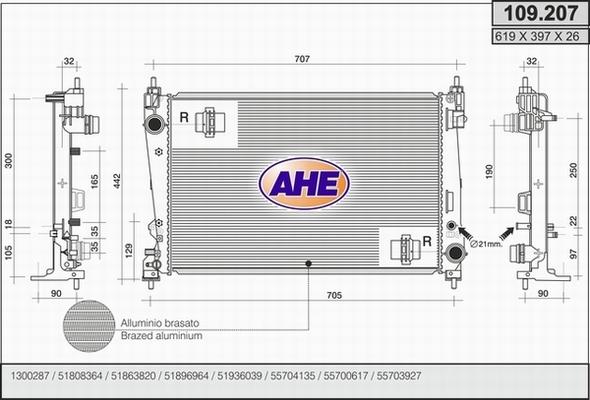 AHE 109.207 - Radiators, Motora dzesēšanas sistēma autospares.lv