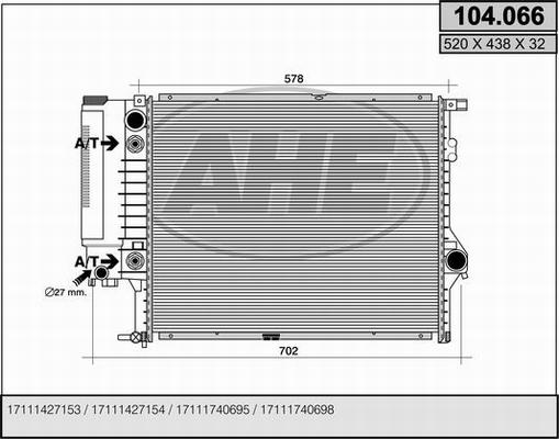 AHE 104.066 - Radiators, Motora dzesēšanas sistēma www.autospares.lv