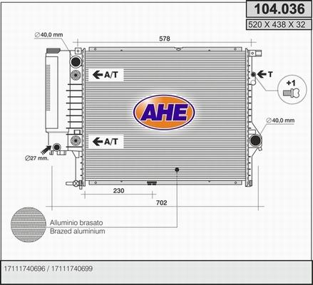 AHE 104.036 - Radiators, Motora dzesēšanas sistēma www.autospares.lv