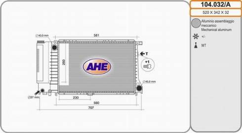 AHE 104.032/A - Radiators, Motora dzesēšanas sistēma www.autospares.lv