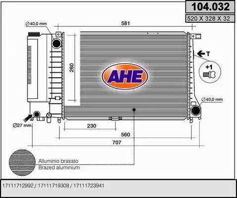 AHE 104.032 - Radiators, Motora dzesēšanas sistēma www.autospares.lv