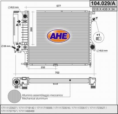 AHE 104.029/A - Radiators, Motora dzesēšanas sistēma www.autospares.lv