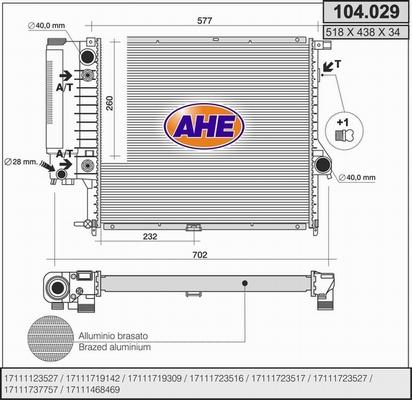 AHE 104.029 - Radiators, Motora dzesēšanas sistēma www.autospares.lv